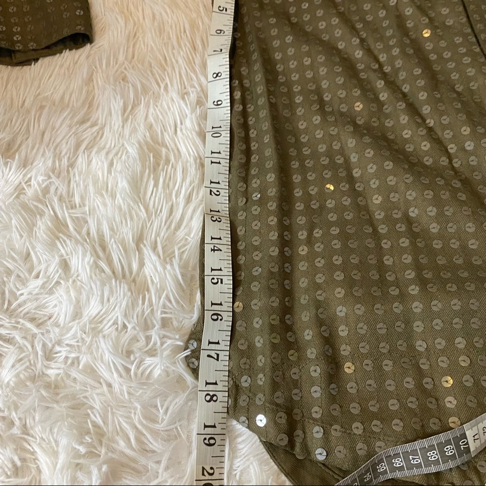 Anthropologie Maeve Green Sequin Button Up C1 - Picture 11 of 14